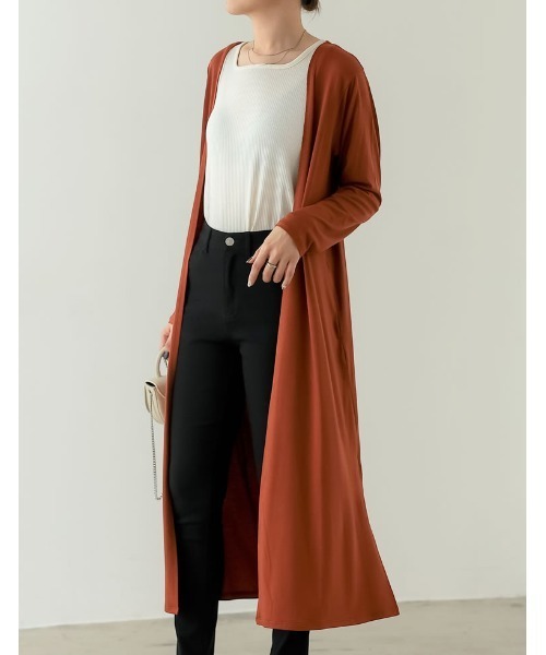 Re:EDIT（リエディ）の「[シリーズ累計7万枚HIT][UVカット][接触冷感][洗濯機で洗える][大きいサイズ有]2丈から選べるロングカーディガン（カーディガン/ボレロ・レディース・ブラック/モカ/ブラック系その他/ブラウン系その他/ベージュ系その他/ライトベージュ/ブラウン/テラコッタ/ブラウン系その他2/オレンジ系その他・MEDIUM/LARGE/X-LARGE）」の10枚目の写真