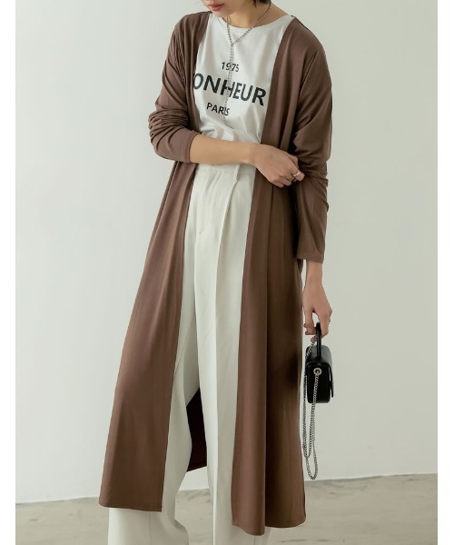 Re:EDIT（リエディ）の「[シリーズ累計7万枚HIT][UVカット][接触冷感][洗濯機で洗える][大きいサイズ有]2丈から選べるロングカーディガン（カーディガン/ボレロ・レディース・ブラック/モカ/ブラック系その他/ブラウン系その他/ベージュ系その他/ライトベージュ/ブラウン/テラコッタ/ブラウン系その他2/オレンジ系その他・MEDIUM/LARGE/X-LARGE）」の6枚目の写真