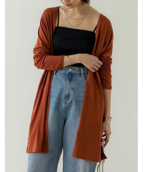 Re:EDIT（リエディ）の「[シリーズ累計7万枚HIT][UVカット][接触冷感][洗濯機で洗える][大きいサイズ有]2丈から選べるロングカーディガン（カーディガン/ボレロ・レディース・ブラック/モカ/ブラック系その他/ブラウン系その他/ベージュ系その他/ライトベージュ/ブラウン/テラコッタ/ブラウン系その他2/オレンジ系その他・MEDIUM/LARGE/X-LARGE）」の7枚目の写真