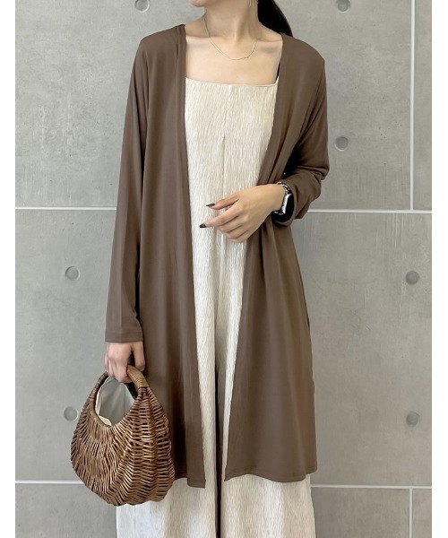 Re:EDIT（リエディ）の「[シリーズ累計7万枚HIT][UVカット][接触冷感][洗濯機で洗える][大きいサイズ有]2丈から選べるロングカーディガン（カーディガン/ボレロ・レディース・ブラック/モカ/ブラック系その他/ブラウン系その他/ベージュ系その他/ライトベージュ/ブラウン/テラコッタ/ブラウン系その他2/オレンジ系その他・MEDIUM/LARGE/X-LARGE）」の20枚目の写真