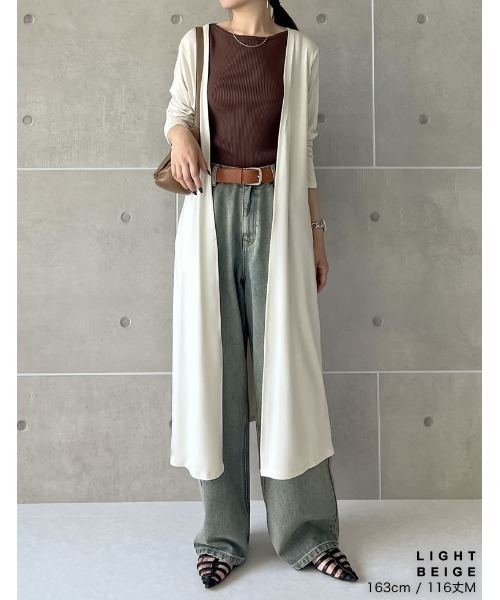 Re:EDIT（リエディ）の「[シリーズ累計7万枚HIT][UVカット][接触冷感][洗濯機で洗える][大きいサイズ有]2丈から選べるロングカーディガン（カーディガン/ボレロ・レディース・ブラック/モカ/ブラック系その他/ブラウン系その他/ベージュ系その他/ライトベージュ/ブラウン/テラコッタ/ブラウン系その他2/オレンジ系その他・MEDIUM/LARGE/X-LARGE）」の15枚目の写真