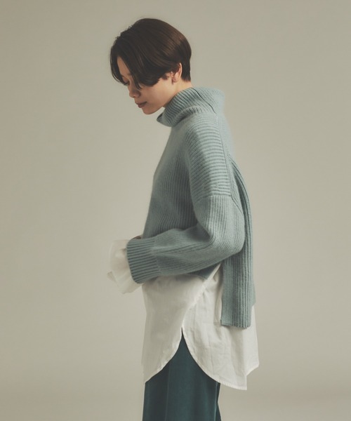 qualite（カリテ）の「シャツレイヤードニット（ニット/セーター・レディース・ブラック/ベージュ/セージグリーン・フリー）」の8枚目の写真