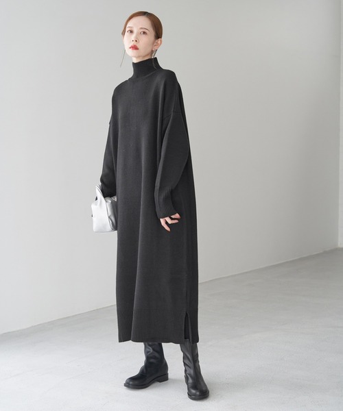 ROPE' PICNIC(ロペピクニック)の「【WEB限定】バックボタンリラックスニットワンピース(ワンピース・レディース・ブラック/ブラウン/ピンク系その他2・38)」の11枚目の写真