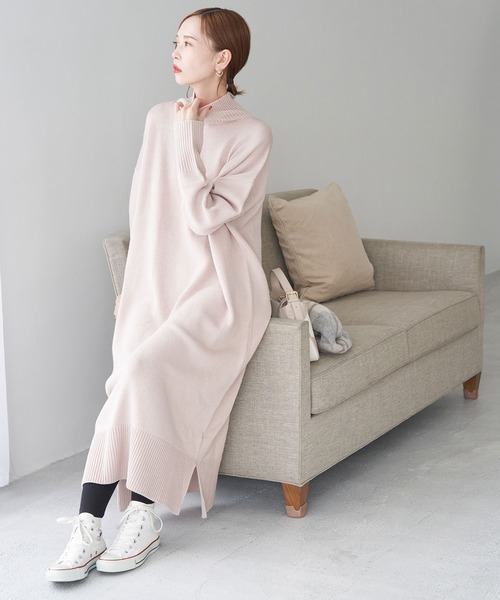 ROPE' PICNIC(ロペピクニック)の「【WEB限定】バックボタンリラックスニットワンピース(ワンピース・レディース・ブラック/ブラウン/ピンク系その他2・38)」の9枚目の写真