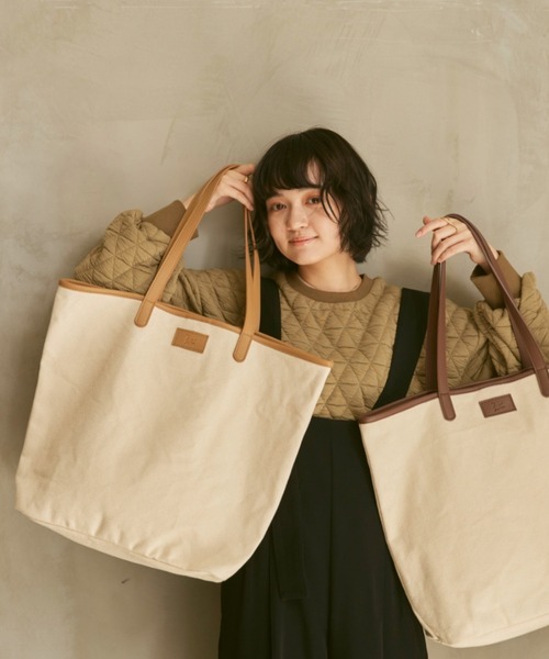 moi tytto（モイテュット）の「レザーロゴトートバッグ（トートバッグ・レディース・ベージュ/ブラウン・FREE）」の2枚目の写真