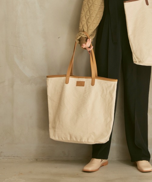 moi tytto（モイテュット）の「レザーロゴトートバッグ（トートバッグ・レディース・ベージュ/ブラウン・FREE）」の3枚目の写真