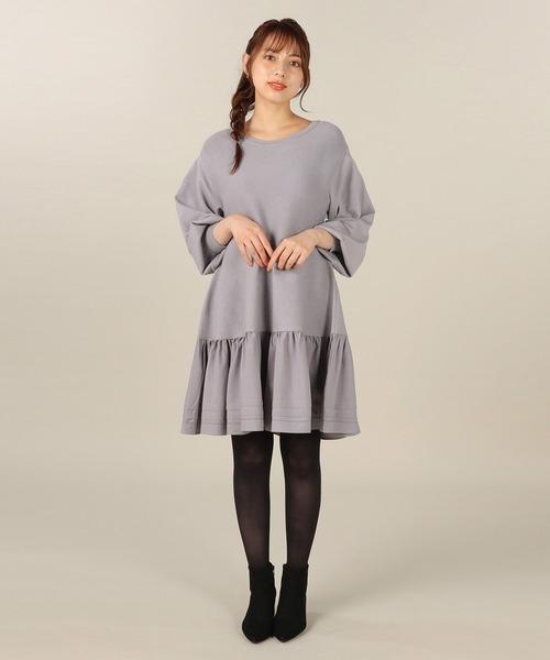 LAISSE PASSE（レッセパッセ）の「Ａラインミニニットワンピース（ワンピース・レディース・ブルー/グレイッシュベージュ/ブラック・SMALL/MEDIUM）」の21枚目の写真