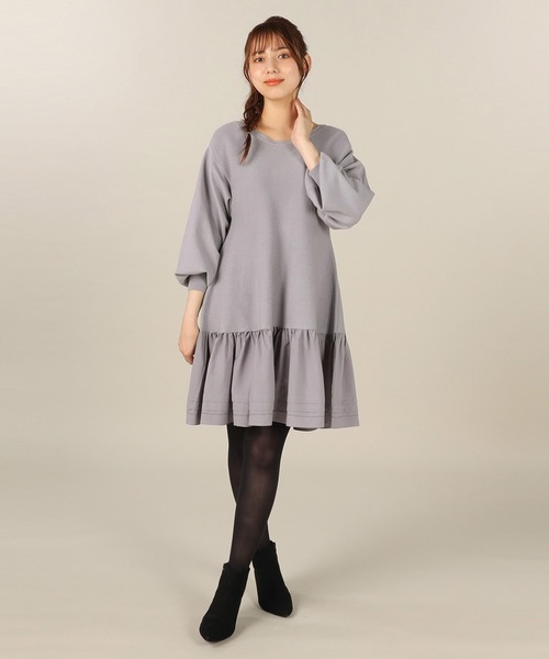 LAISSE PASSE（レッセパッセ）の「Ａラインミニニットワンピース（ワンピース・レディース・ブルー/グレイッシュベージュ/ブラック・SMALL/MEDIUM）」の12枚目の写真