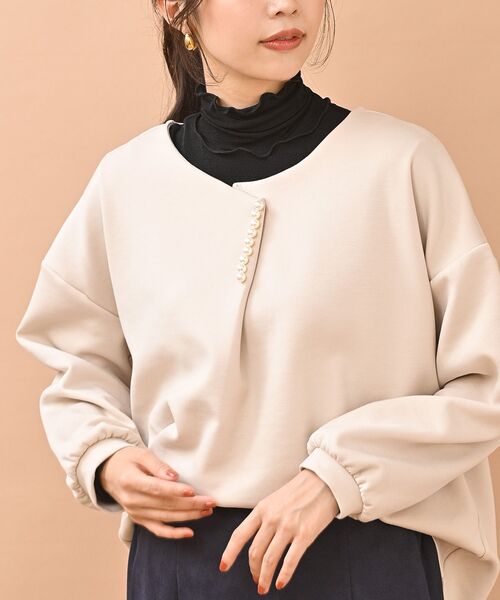 rps(アールピーエス)の「パール使いダンボールカットプルオーバー(Tシャツ/カットソー・レディース・ネイビー/アイボリー・フリー)」の1枚目の写真