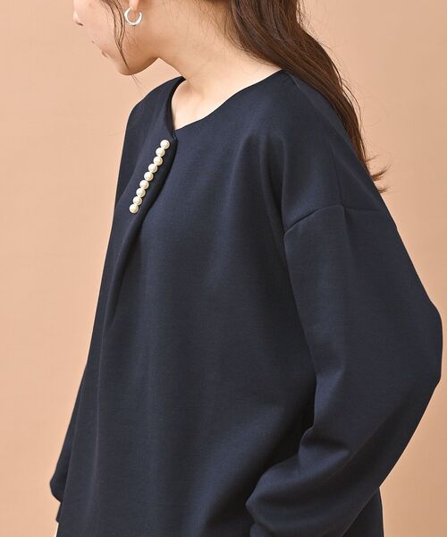 rps(アールピーエス)の「パール使いダンボールカットプルオーバー(Tシャツ/カットソー・レディース・ネイビー/アイボリー・フリー)」の5枚目の写真