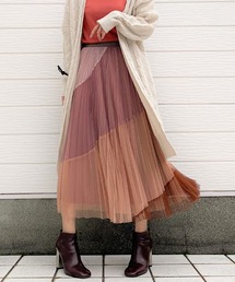 Q | ななめ切替 チュールスカート(スカート)