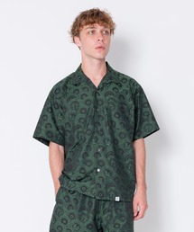 BEDWIN & THE HEARTBREAKERS(xhEB Ah U n[guCJ[Y)S/S OPEN COLLAR JACQUARD SHIRT "CAMERON"(Vc/uEX)