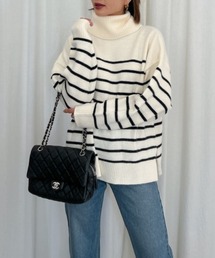 Vicente | Highneck border knit(ニット/セーター)