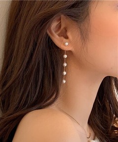 【パフュームコロン】ステーション パール ロングピアス ピアス 淡水パール ロングピアス 小粒パール バロックパール