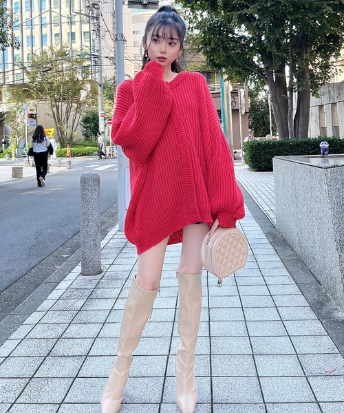 MIIA（ミーア）の「ニットカーディガン（カーディガン/ボレロ・レディース・オフホワイト/ブルー/レッド/パープル/ネイビー・FREE）」の5枚目の写真