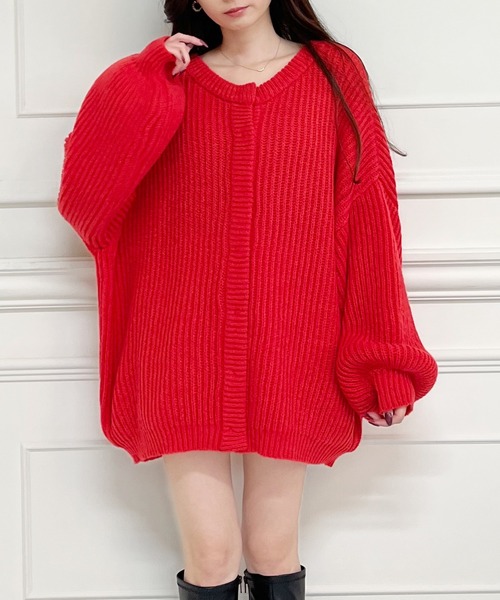 MIIA（ミーア）の「ニットカーディガン（カーディガン/ボレロ・レディース・オフホワイト/ブルー/レッド/パープル/ネイビー・FREE）」の12枚目の写真