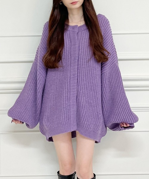 MIIA（ミーア）の「ニットカーディガン（カーディガン/ボレロ・レディース・オフホワイト/ブルー/レッド/パープル/ネイビー・FREE）」の14枚目の写真