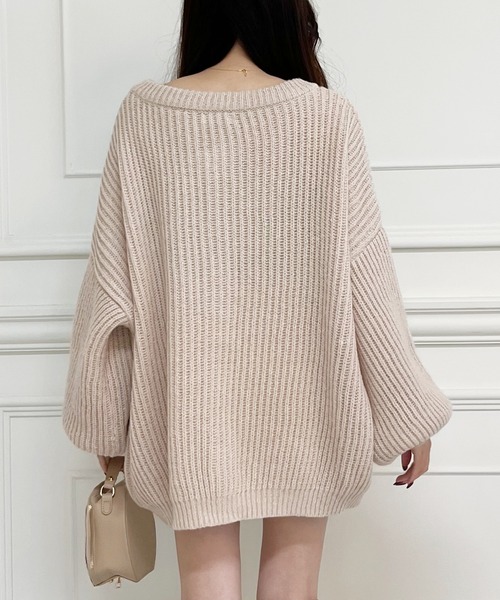 MIIA（ミーア）の「ニットカーディガン（カーディガン/ボレロ・レディース・オフホワイト/ブルー/レッド/パープル/ネイビー・FREE）」の8枚目の写真