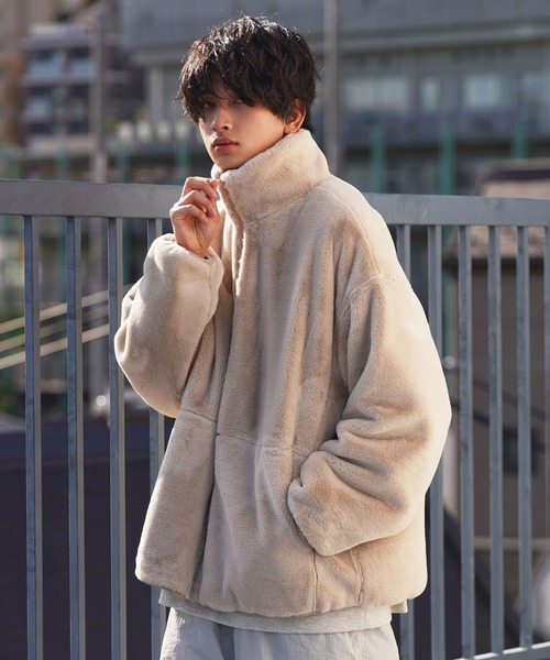 re_k by JUNRED(レクバイジュンレッド)の「re_k by JUNRED / ルーズスタンドカラーファーブルゾン(その他アウター・メンズ・ブラウン/ブラック/ベージュ・S/M/L)」の3枚目の写真