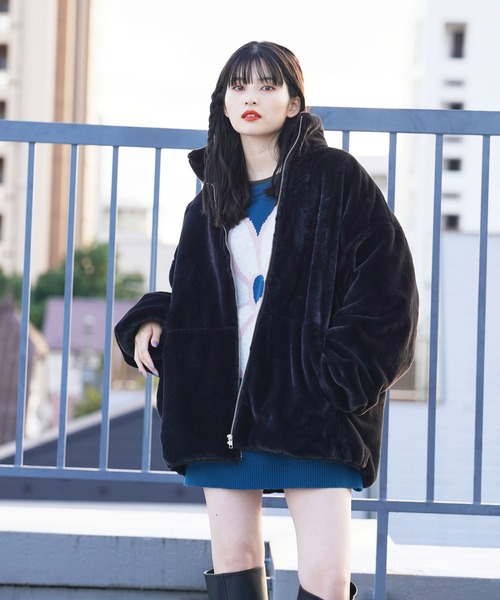 re_k by JUNRED(レクバイジュンレッド)の「re_k by JUNRED / ルーズスタンドカラーファーブルゾン(その他アウター・メンズ・ブラウン/ブラック/ベージュ・S/M/L)」の4枚目の写真