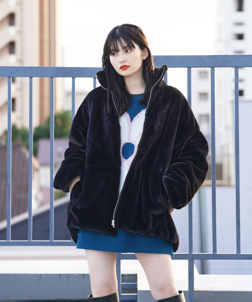 re_k by JUNRED(レクバイジュンレッド)の「re_k by JUNRED / ルーズスタンドカラーファーブルゾン(その他アウター・メンズ・ブラウン/ブラック/ベージュ・S/M/L)」の5枚目の写真