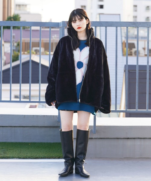 re_k by JUNRED(レクバイジュンレッド)の「re_k by JUNRED / ルーズスタンドカラーファーブルゾン(その他アウター・メンズ・ブラウン/ブラック/ベージュ・S/M/L)」の6枚目の写真