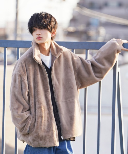 re_k by JUNRED(レクバイジュンレッド)の「re_k by JUNRED / ルーズスタンドカラーファーブルゾン(その他アウター・メンズ・ブラウン/ブラック/ベージュ・S/M/L)」の8枚目の写真