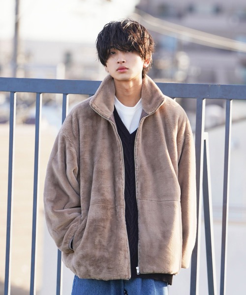 re_k by JUNRED(レクバイジュンレッド)の「re_k by JUNRED / ルーズスタンドカラーファーブルゾン(その他アウター・メンズ・ブラウン/ブラック/ベージュ・S/M/L)」の9枚目の写真