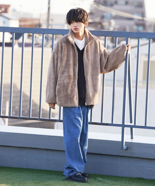 re_k by JUNRED(レクバイジュンレッド)の「re_k by JUNRED / ルーズスタンドカラーファーブルゾン(その他アウター・メンズ・ブラウン/ブラック/ベージュ・S/M/L)」の11枚目の写真