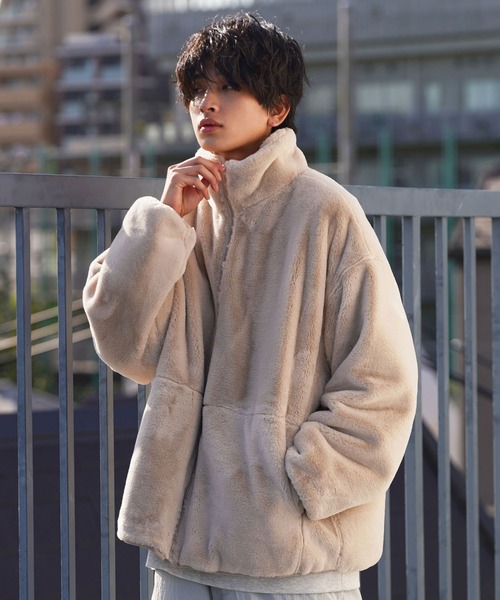 re_k by JUNRED(レクバイジュンレッド)の「re_k by JUNRED / ルーズスタンドカラーファーブルゾン(その他アウター・メンズ・ブラウン/ブラック/ベージュ・S/M/L)」の13枚目の写真