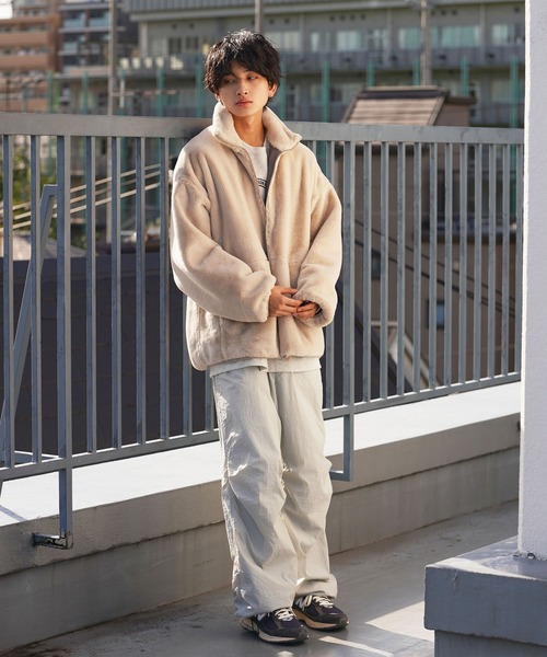 re_k by JUNRED(レクバイジュンレッド)の「re_k by JUNRED / ルーズスタンドカラーファーブルゾン(その他アウター・メンズ・ブラウン/ブラック/ベージュ・S/M/L)」の14枚目の写真