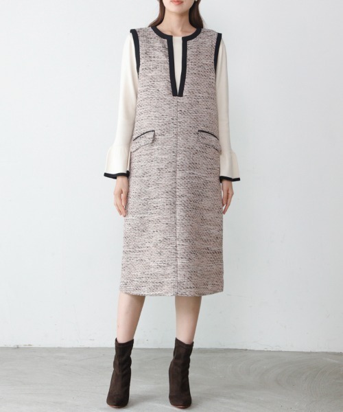 M.deux（エムドゥ）の「ツイードジャンパースカート（ジャンパースカート・レディース・ブルー/ピンク・MEDIUM）」の6枚目の写真