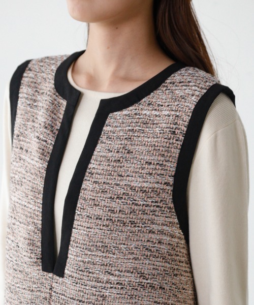 M.deux（エムドゥ）の「ツイードジャンパースカート（ジャンパースカート・レディース・ブルー/ピンク・MEDIUM）」の11枚目の写真