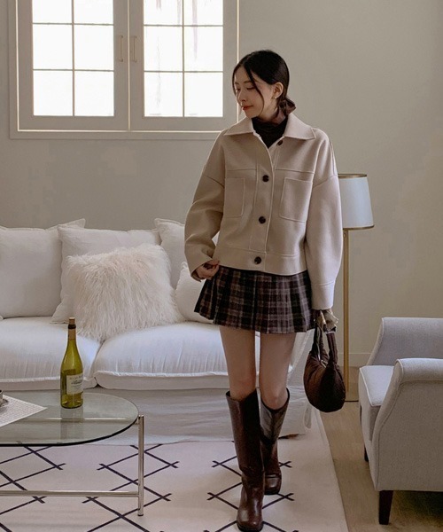 SONA(ソナ)の「SONYUNARA カラークロップコート(ダウンジャケット/コート・レディース・ベージュ・FREE)」の18枚目の写真