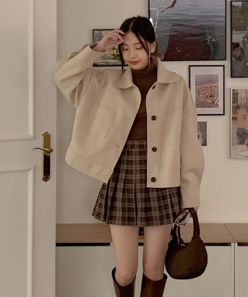 SONA(ソナ)の「SONYUNARA カラークロップコート(ダウンジャケット/コート・レディース・ベージュ・FREE)」の13枚目の写真