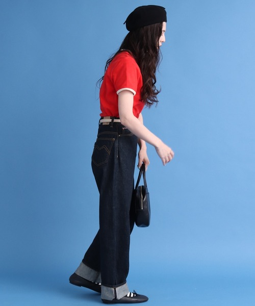 CHILD WOMAN（チャイルドウーマン）の「オーガニックコットンパイル バイカラー半袖プルオーバー（Tシャツ/カットソー・レディース・レッド/ネイビー/アイボリー・FREE）」の9枚目の写真