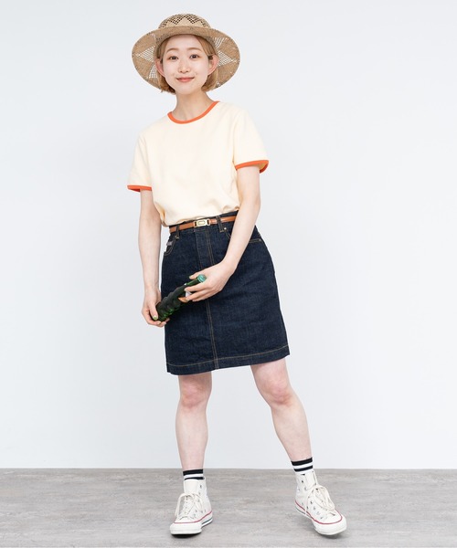 CHILD WOMAN（チャイルドウーマン）の「オーガニックコットンパイル バイカラー半袖プルオーバー（Tシャツ/カットソー・レディース・レッド/ネイビー/アイボリー・FREE）」の21枚目の写真