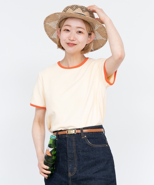 CHILD WOMAN（チャイルドウーマン）の「オーガニックコットンパイル バイカラー半袖プルオーバー（Tシャツ/カットソー・レディース・レッド/ネイビー/アイボリー・FREE）」の17枚目の写真