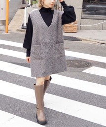 tiptop | 【選べる2タイプ/2023年AW新色登場】ウールライクVネックミニワンピース(ジャンパースカート)