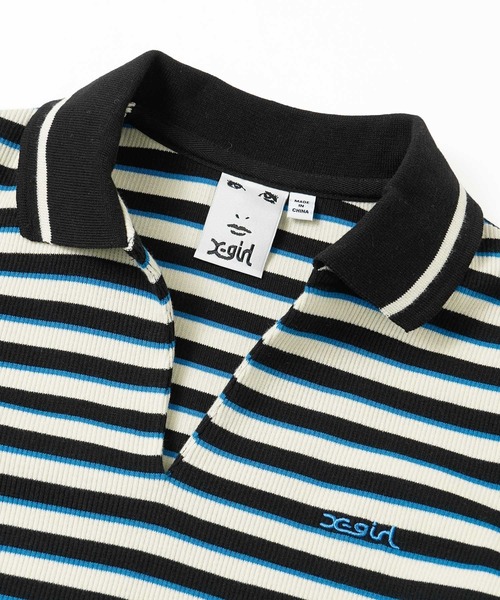 X-girl（エックスガール）の「MULTI STRIPE COMPACT DRESS（ワンピース・レディース・オリーブ/ブラック/ピンク・S/M）」の9枚目の写真