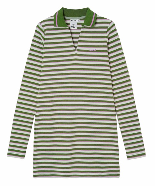 X-girl（エックスガール）の「MULTI STRIPE COMPACT DRESS（ワンピース・レディース・オリーブ/ブラック/ピンク・S/M）」の18枚目の写真