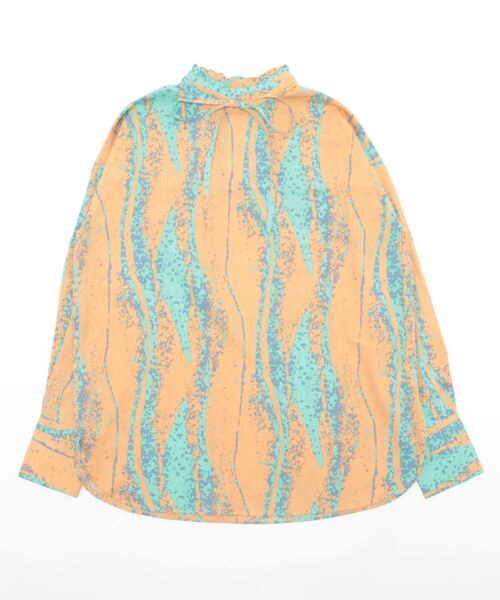 ＪＵＧＬＡＮＳ（ユグランス）の「☆ 女性らしさ際立つ。ニュアンス柄フリル襟リボンブラウス　U1760（シャツ/ブラウス・レディース・オフホワイト/オレンジ・FREE）」の5枚目の写真