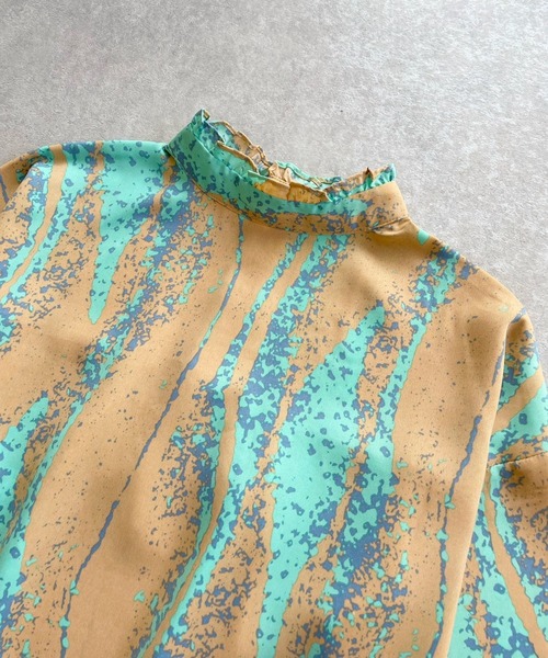 ＪＵＧＬＡＮＳ（ユグランス）の「☆ 女性らしさ際立つ。ニュアンス柄フリル襟リボンブラウス　U1760（シャツ/ブラウス・レディース・オフホワイト/オレンジ・FREE）」の10枚目の写真