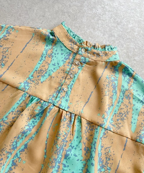 ＪＵＧＬＡＮＳ（ユグランス）の「☆ 女性らしさ際立つ。ニュアンス柄フリル襟リボンブラウス　U1760（シャツ/ブラウス・レディース・オフホワイト/オレンジ・FREE）」の7枚目の写真