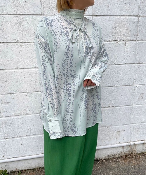 ＪＵＧＬＡＮＳ（ユグランス）の「☆ 女性らしさ際立つ。ニュアンス柄フリル襟リボンブラウス　U1760（シャツ/ブラウス・レディース・オフホワイト/オレンジ・FREE）」の19枚目の写真