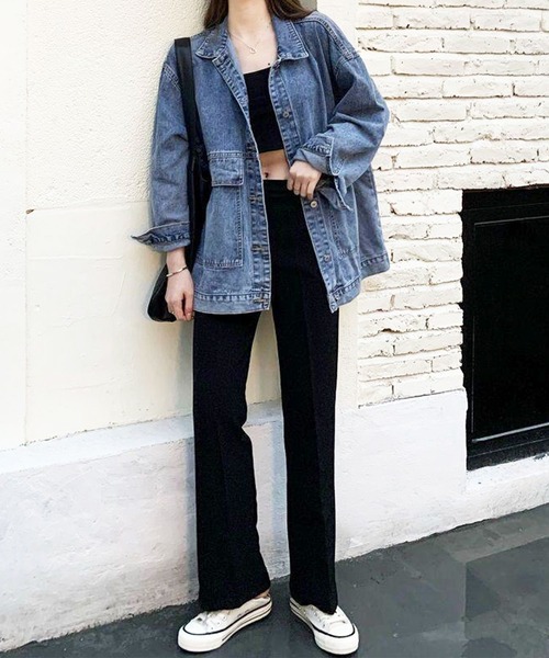 EPICKS（エピックス）の「ルーズシルエットデニムジャケット/Gジャン（デニムジャケット・レディース・ブルー/ブラック・M/L/XL）」の8枚目の写真