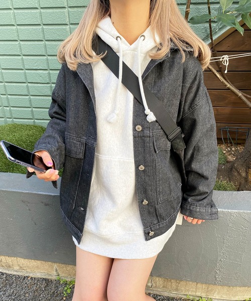 EPICKS（エピックス）の「ルーズシルエットデニムジャケット/Gジャン（デニムジャケット・レディース・ブルー/ブラック・M/L/XL）」の13枚目の写真