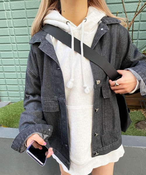 EPICKS（エピックス）の「ルーズシルエットデニムジャケット/Gジャン（デニムジャケット・レディース・ブルー/ブラック・M/L/XL）」の15枚目の写真