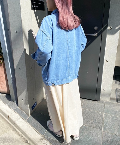 EPICKS（エピックス）の「ルーズシルエットデニムジャケット/Gジャン（デニムジャケット・レディース・ブルー/ブラック・M/L/XL）」の21枚目の写真