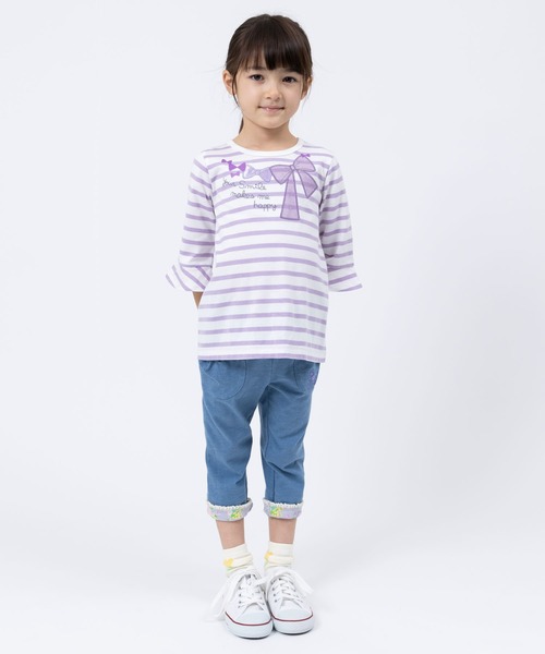 KP(ケーピー)の「デニム風ニットツイル裾ロールアップ7分丈パンツ(100~130)(デニムパンツ・キッズ・ブルー系その他/ピンク/ブルー・110cm/100cm/120cm/130cm)」の6枚目の写真